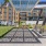 shaded, outdoor tables and chairs